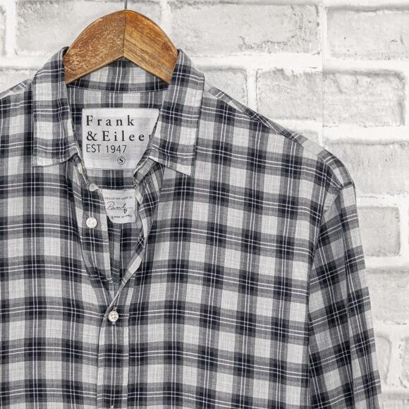 FRANK & EILEEN Men's Button up PAUL Shirt Gray Plaid Cotton Size Small - Picture 2 of 6
